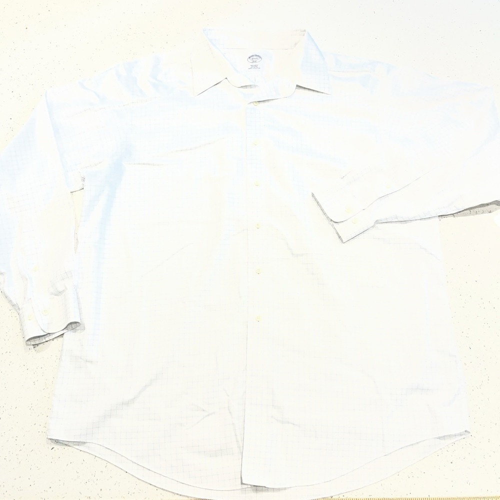 Brooks Brothers Men's Non Iron Blue Check Size 18-34/35 Cotton